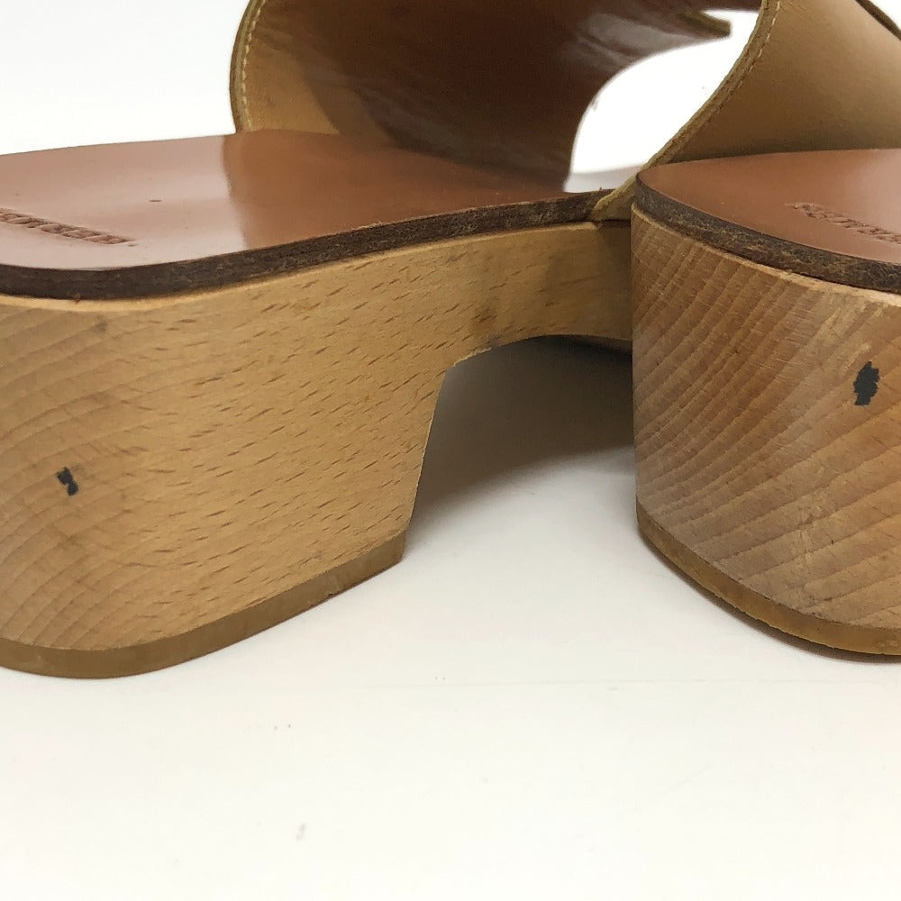 HERMES Sandals Leather / Wood beige H logo Kevral Women 38 Used Authentic