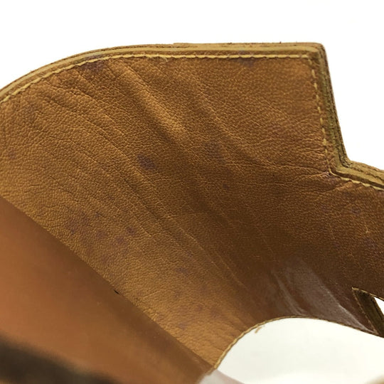 HERMES Sandals Leather / Wood beige H logo Kevral Women 38 Used Authentic