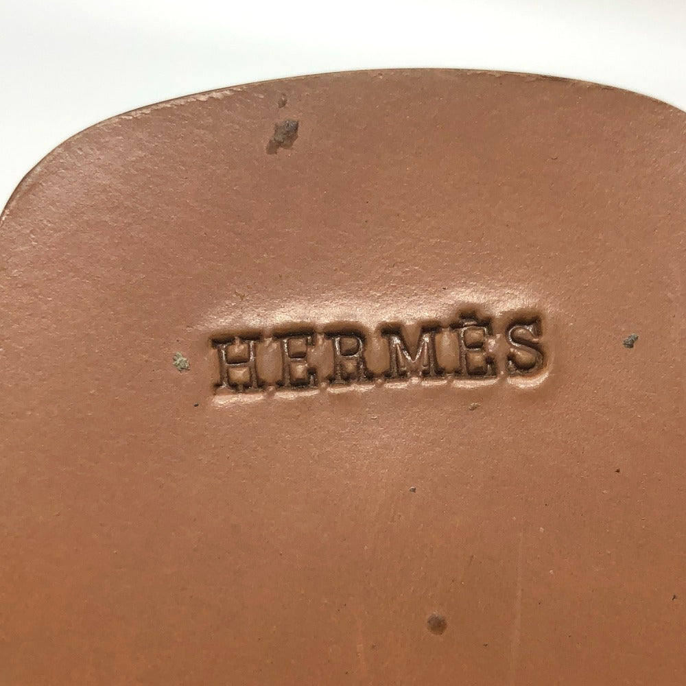 HERMES Sandals Leather / Wood beige H logo Kevral Women 38 Used Authentic