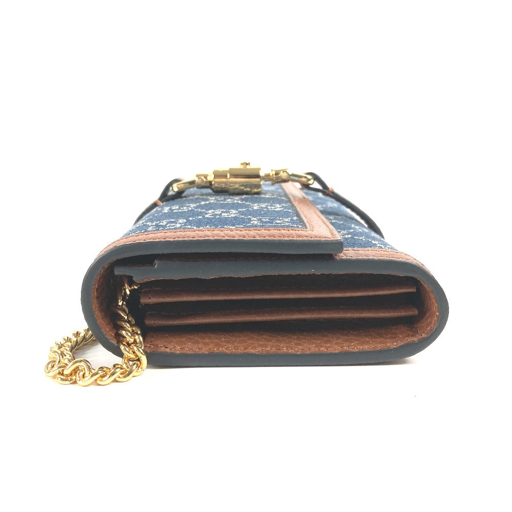 GUCCI Long Wallet Purse 652681 GG canvas blue GG denim Jackie 1961 Women Used Authentic
