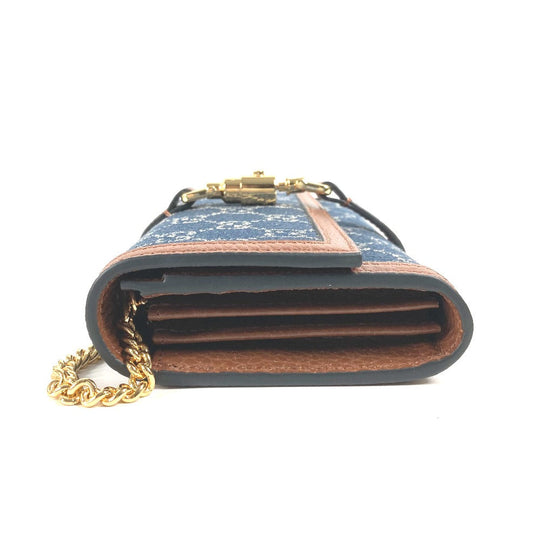 GUCCI Long Wallet Purse 652681 GG canvas blue GG denim Jackie 1961 Women Used Authentic