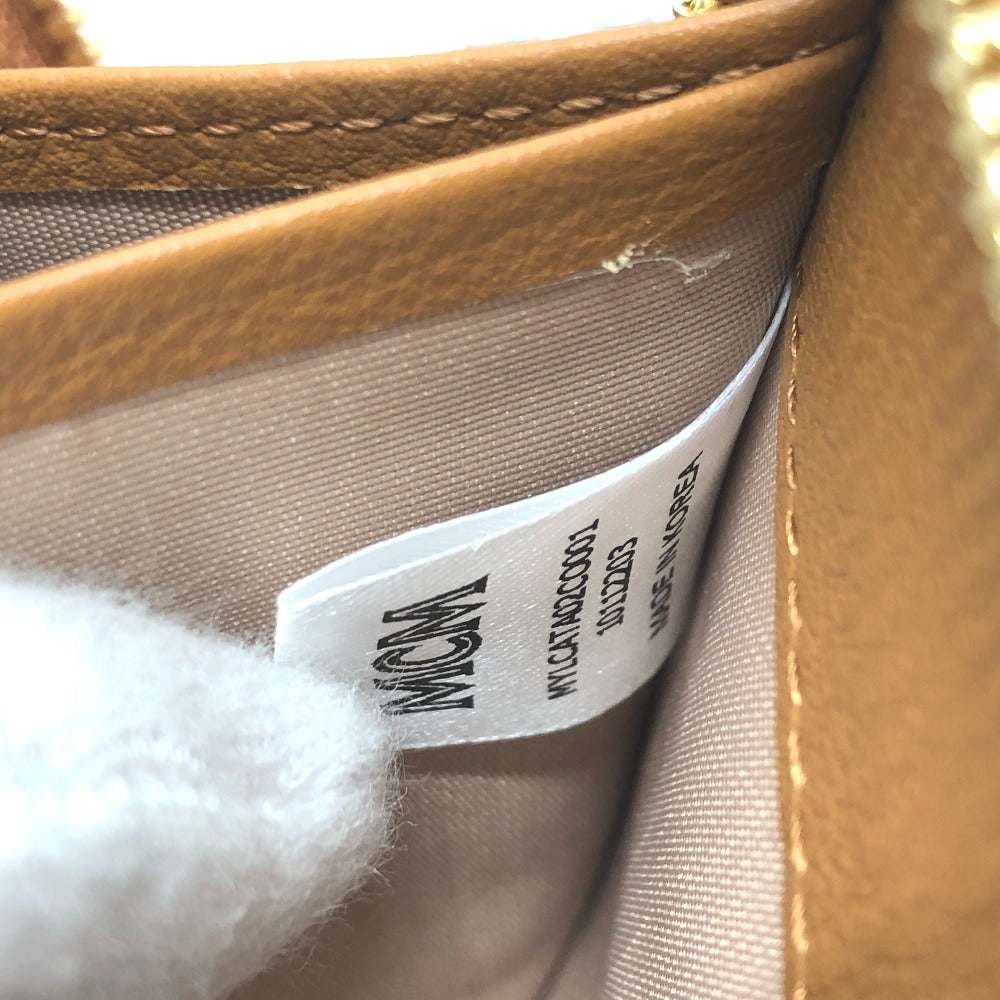 MCM Long Wallet Purse leather brown x blue x green Vicetos Logogram Wallet unisex Secondhand Authentic