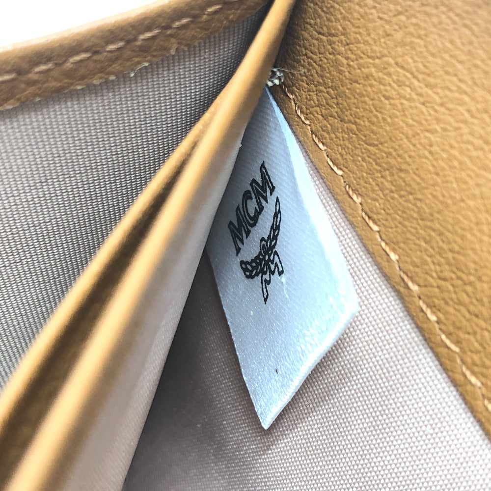 MCM Long Wallet Purse leather brown x blue x green Vicetos Logogram Wallet unisex Secondhand Authentic