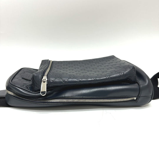 GUCCI Shoulder Bag 450970 leather black Guccisima Sling bag mens Used Authentic