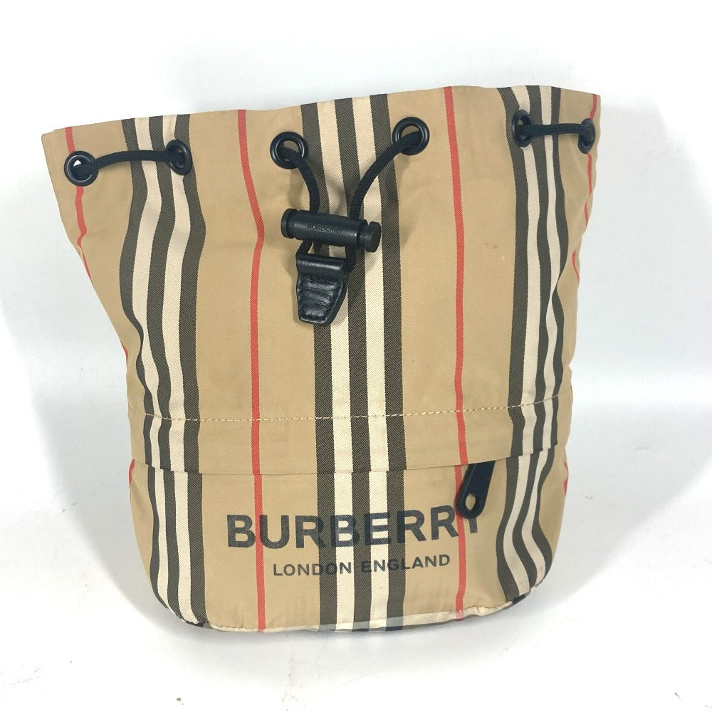 BURBERRY Pouch Nylon beige logo check drawstring bag Women(Unisex) Used Authentic