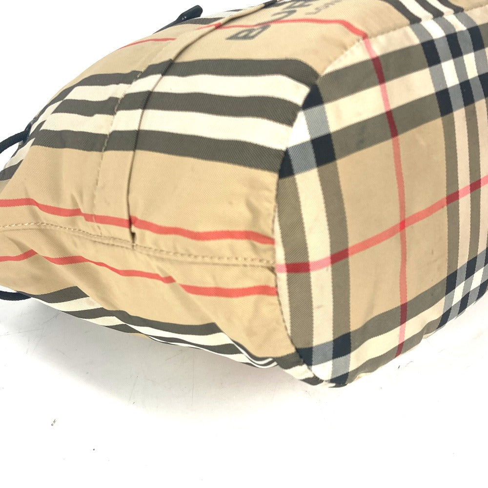 BURBERRY Pouch Nylon beige logo check drawstring bag Women(Unisex) Used Authentic