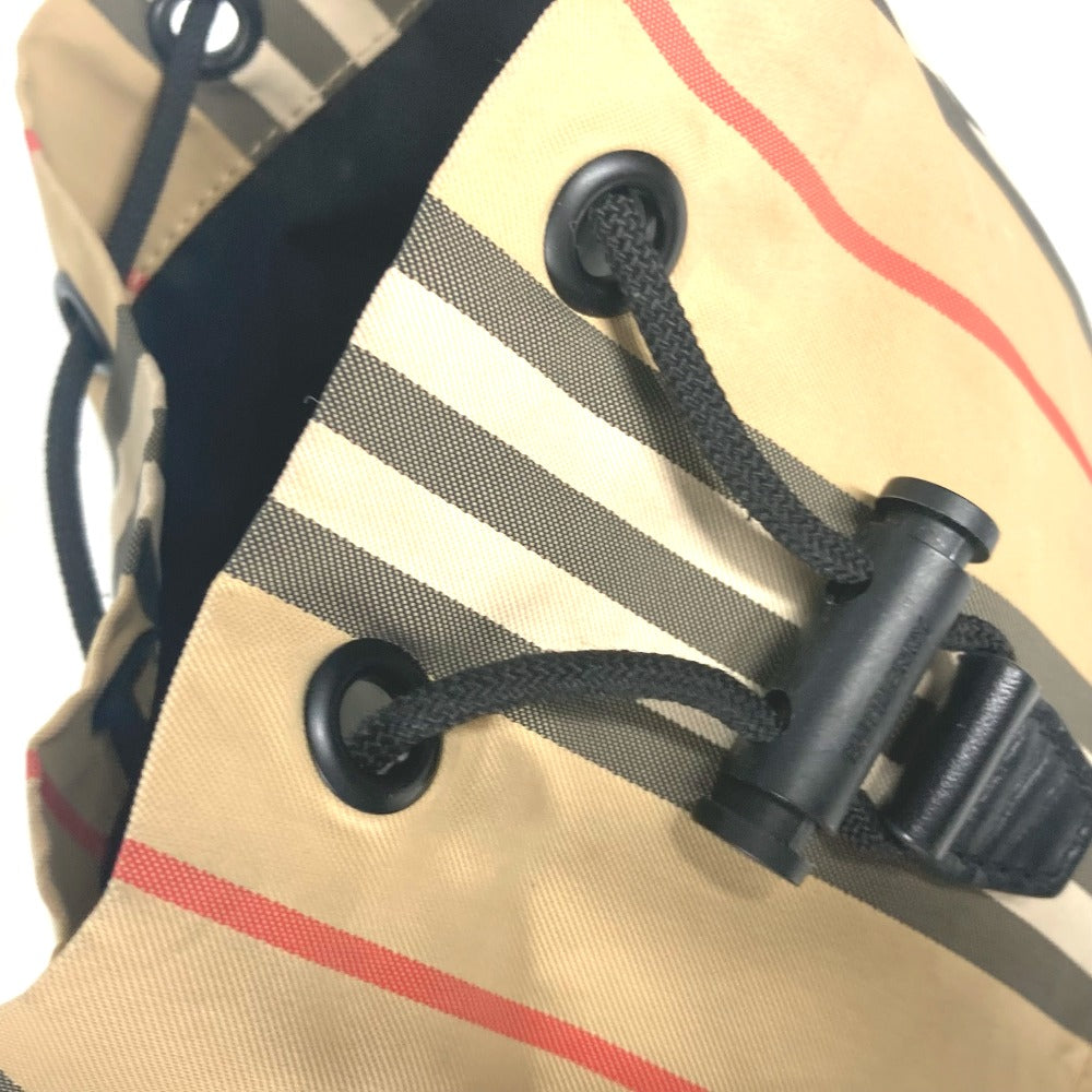 BURBERRY Pouch Nylon beige logo check drawstring bag Women(Unisex) Used Authentic
