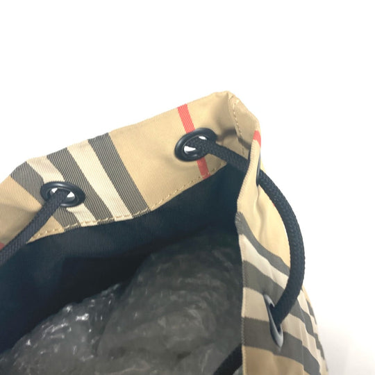 BURBERRY Pouch Nylon beige logo check drawstring bag Women(Unisex) Used Authentic