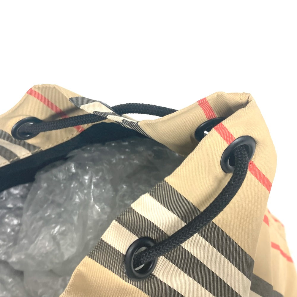 BURBERRY Pouch Nylon beige logo check drawstring bag Women(Unisex) Used Authentic