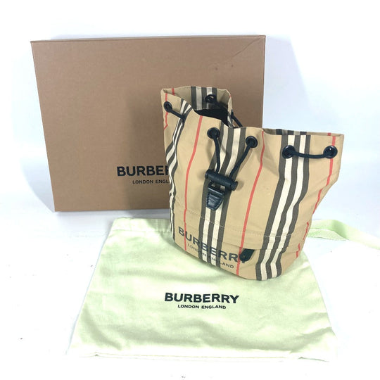 BURBERRY Pouch Nylon beige logo check drawstring bag Women(Unisex) Used Authentic