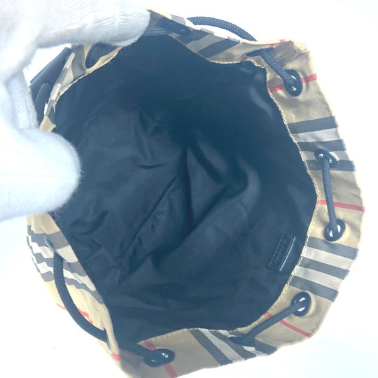 BURBERRY Pouch Nylon beige logo check drawstring bag Women(Unisex) Used Authentic