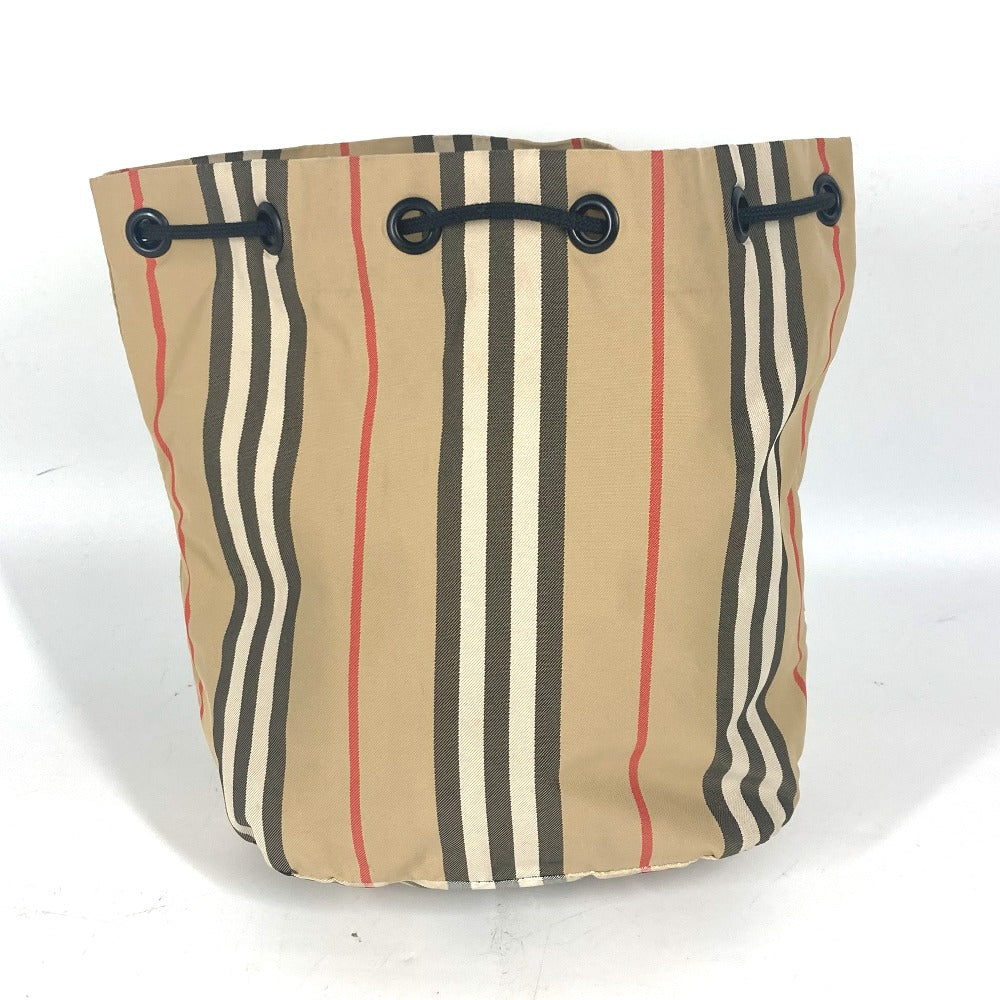 BURBERRY Pouch Nylon beige logo check drawstring bag Women(Unisex) Used Authentic