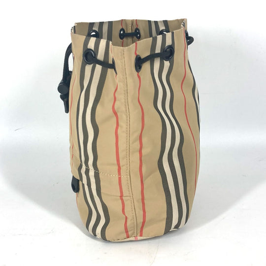 BURBERRY Pouch Nylon beige logo check drawstring bag Women(Unisex) Used Authentic