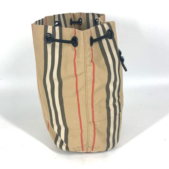 BURBERRY Pouch Nylon beige logo check drawstring bag Women(Unisex) Used Authentic