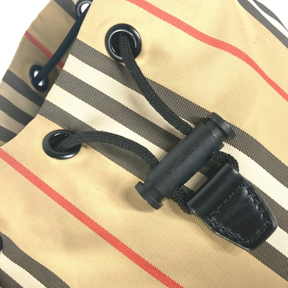 BURBERRY Pouch Nylon beige logo check drawstring bag Women(Unisex) Used Authentic