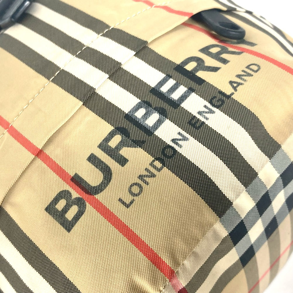 BURBERRY Pouch Nylon beige logo check drawstring bag Women(Unisex) Used Authentic
