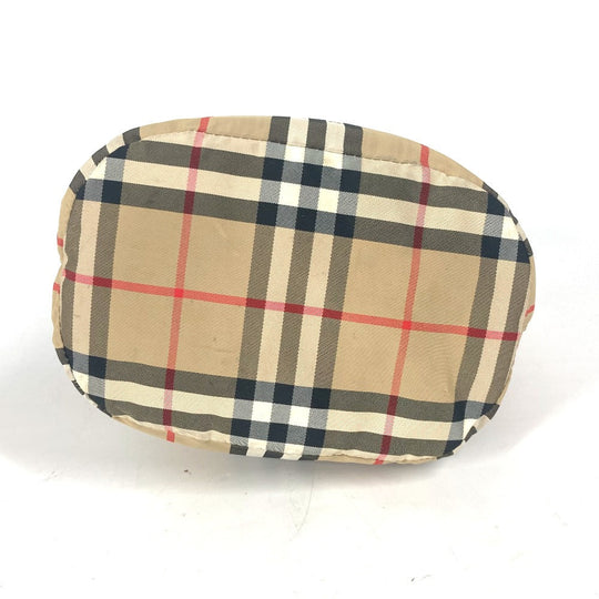 BURBERRY Pouch Nylon beige logo check drawstring bag Women(Unisex) Used Authentic