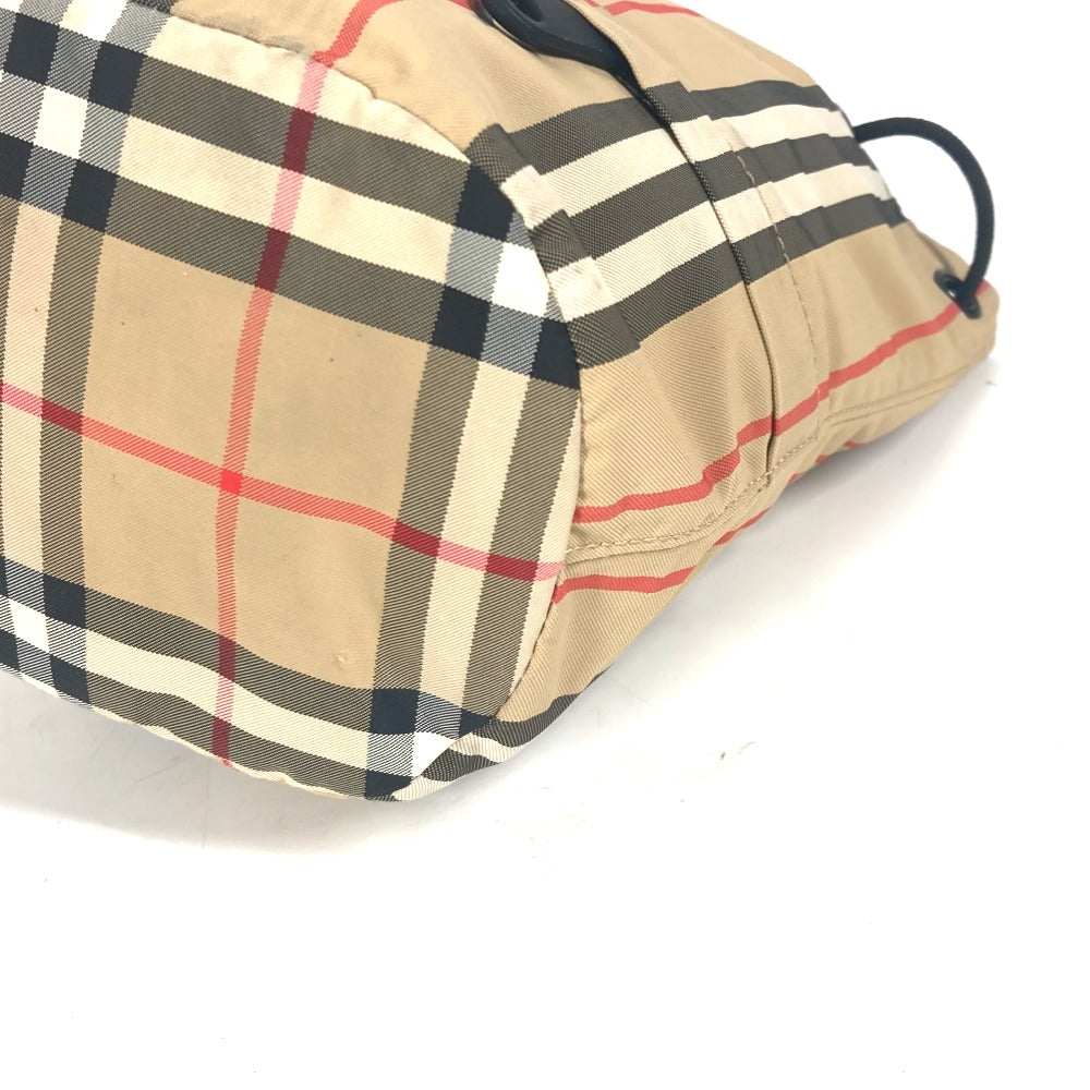 BURBERRY Pouch Nylon beige logo check drawstring bag Women(Unisex) Used Authentic