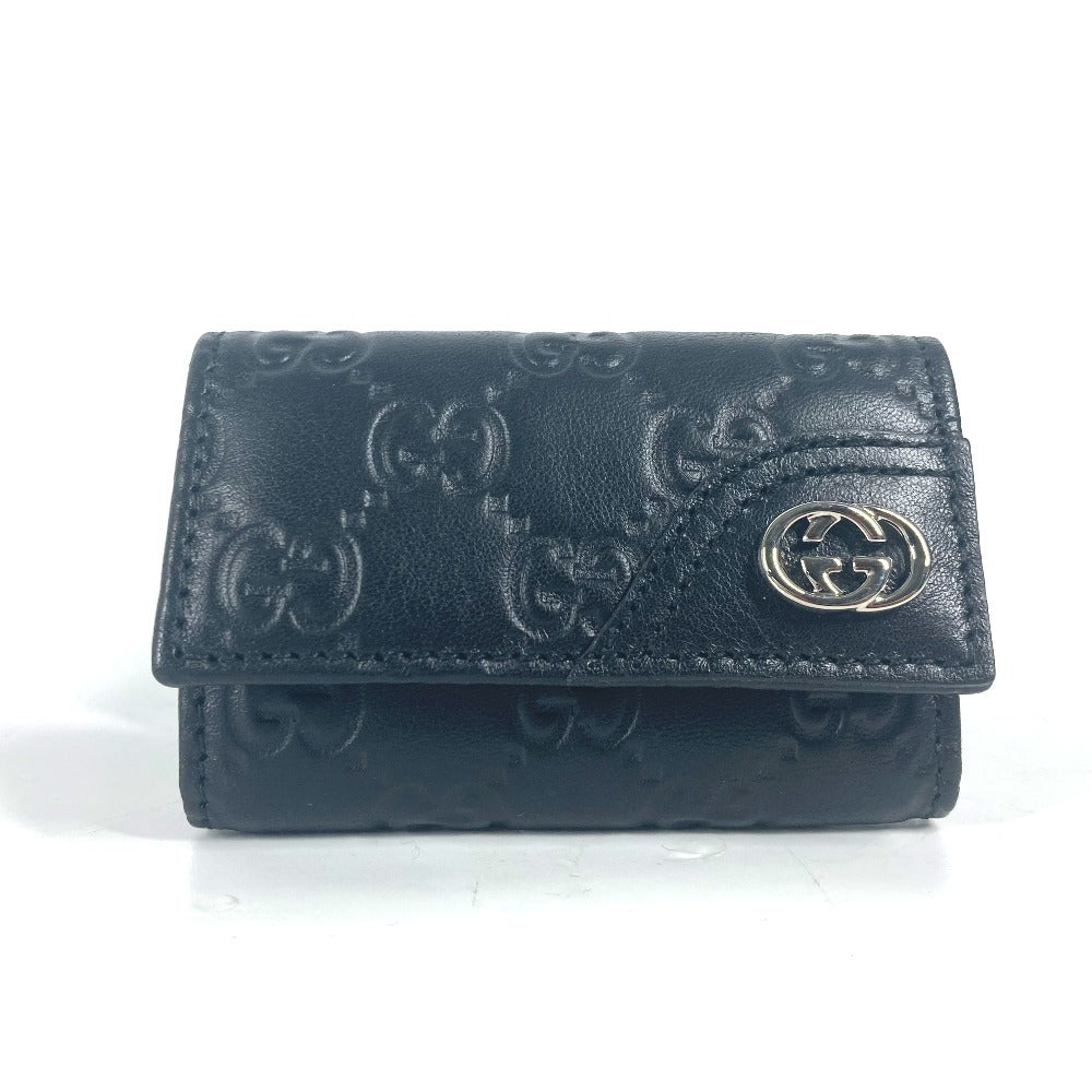 GUCCI Key case Key holder  181680 Sima leather black Guccisima GG 6-key set unisex(Unisex) Used Authentic