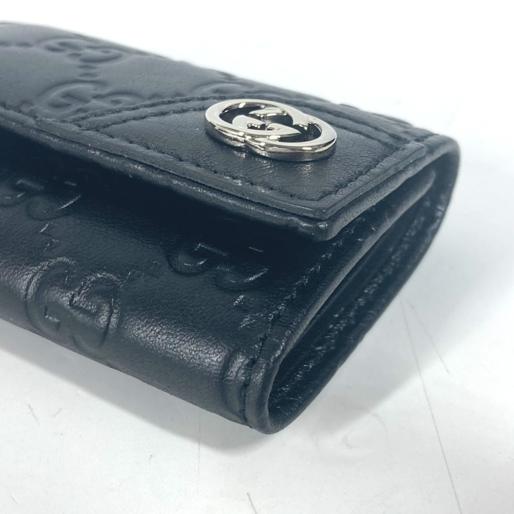 GUCCI Key case Key holder  181680 Sima leather black Guccisima GG 6-key set unisex(Unisex) Used Authentic