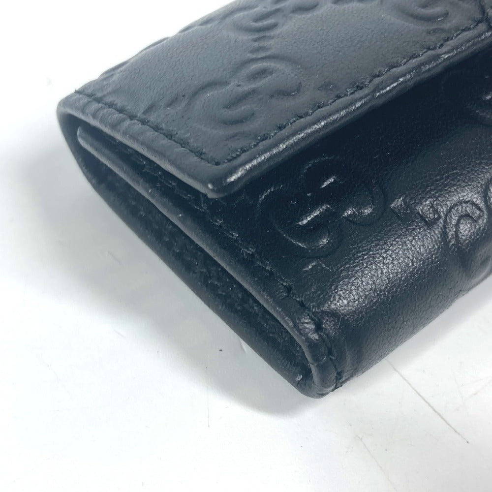 GUCCI Key case Key holder  181680 Sima leather black Guccisima GG 6-key set unisex(Unisex) Used Authentic