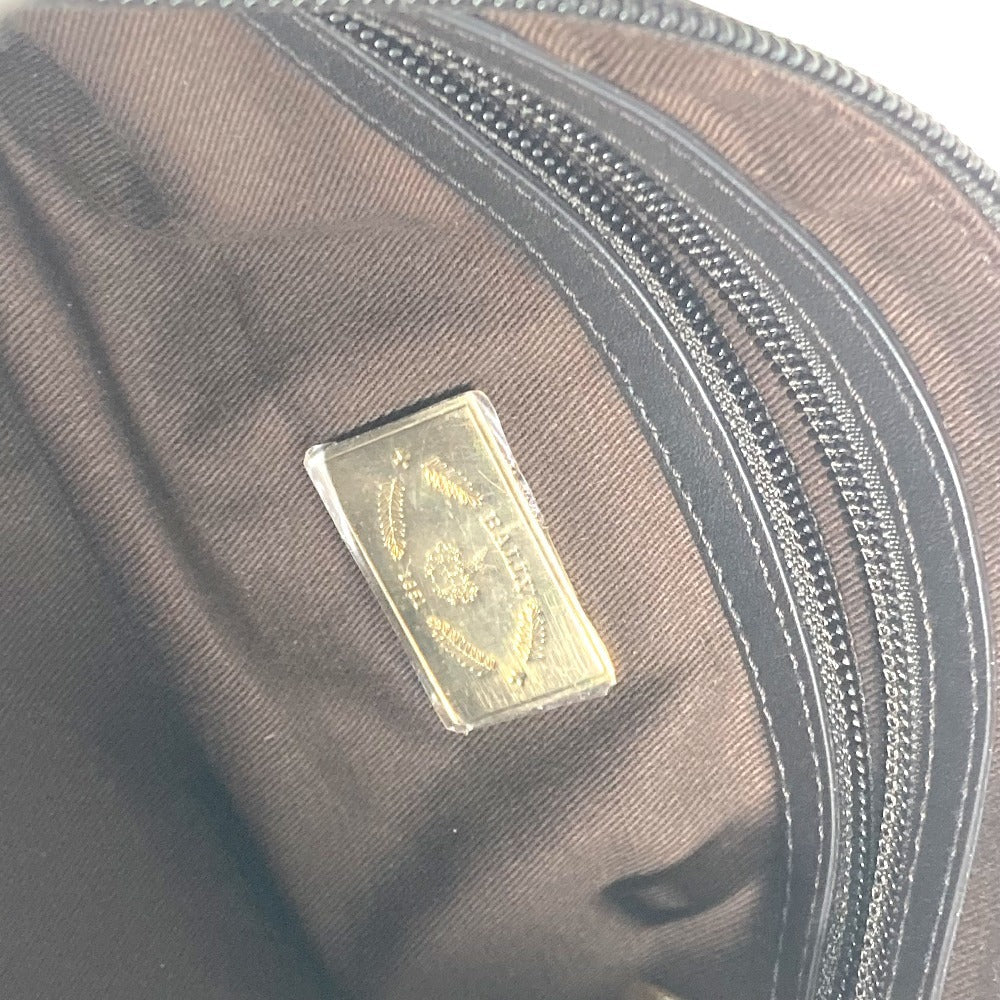 BALLY Handbag Leather / canvas green logo Cylindrical Women Used Authentic