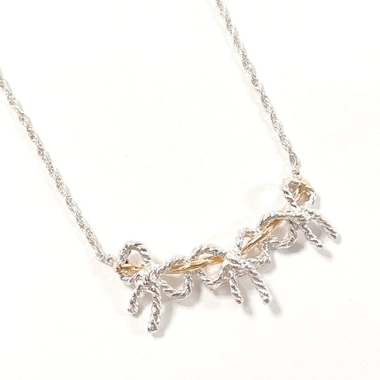 TIFFANY&Co. Necklace Silver925, K18 Yellow Gold Silver Triple ribbon