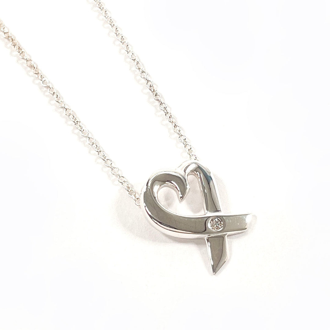 TIFFANY&Co. Necklace Silver925, Diamond Silver Paloma Picasso Rubbing Heart 1P Diamond