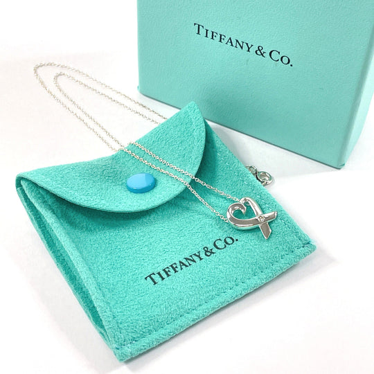 TIFFANY&Co. Necklace Silver925, Diamond Silver Paloma Picasso Rubbing Heart 1P Diamond