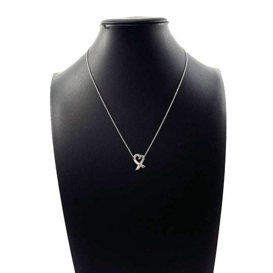 TIFFANY&Co. Necklace Silver925, Diamond Silver Paloma Picasso Rubbing Heart 1P Diamond