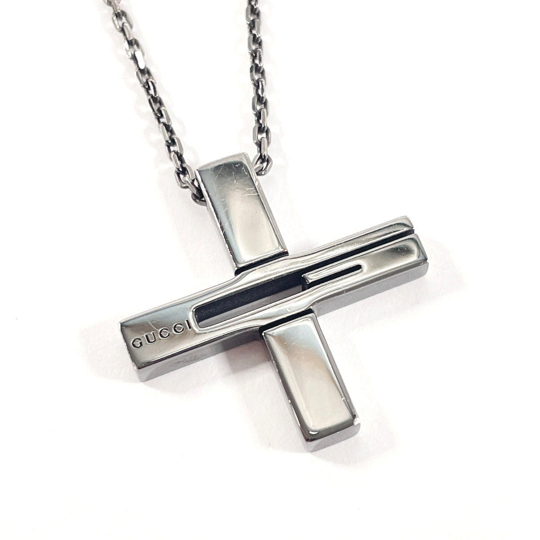 GUCCI Necklace Silver925 black Black rhodium plating Cross Cutout G