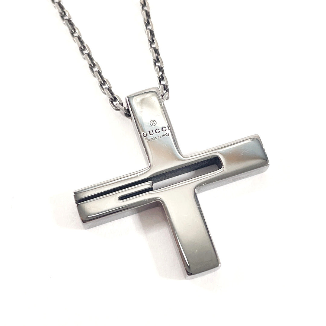 GUCCI Necklace Silver925 black Black rhodium plating Cross Cutout G