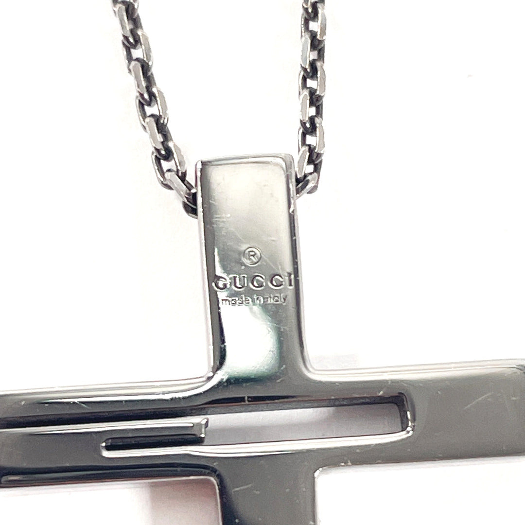 GUCCI Necklace Silver925 black Black rhodium plating Cross Cutout G