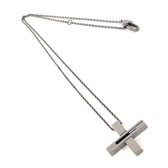 GUCCI Necklace Silver925 black Black rhodium plating Cross Cutout G