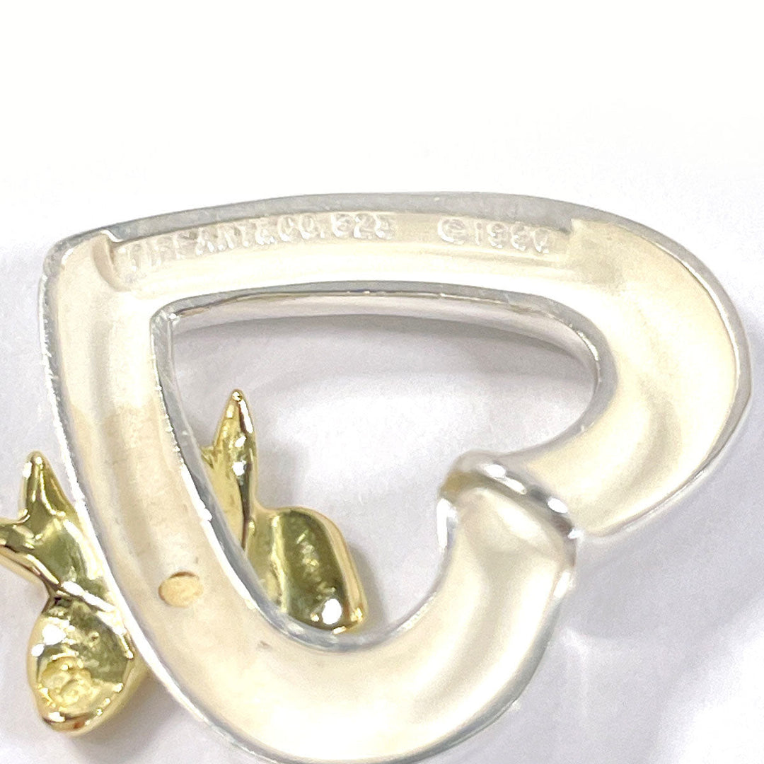 TIFFANY&Co. Pendant top Silver925, K18 Yellow Gold Silver Heart ribbon