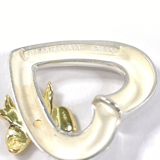 TIFFANY&Co. Pendant top Silver925, K18 Yellow Gold Silver Heart ribbon