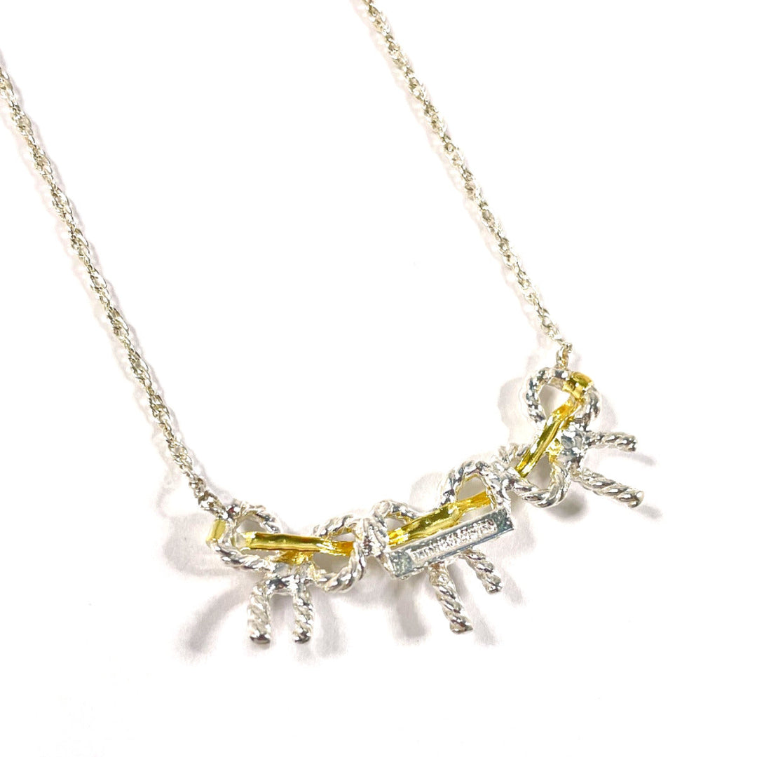 TIFFANY&Co. Necklace Silver925, K18 Yellow Gold Silver Triple ribbon Women Used Authentic