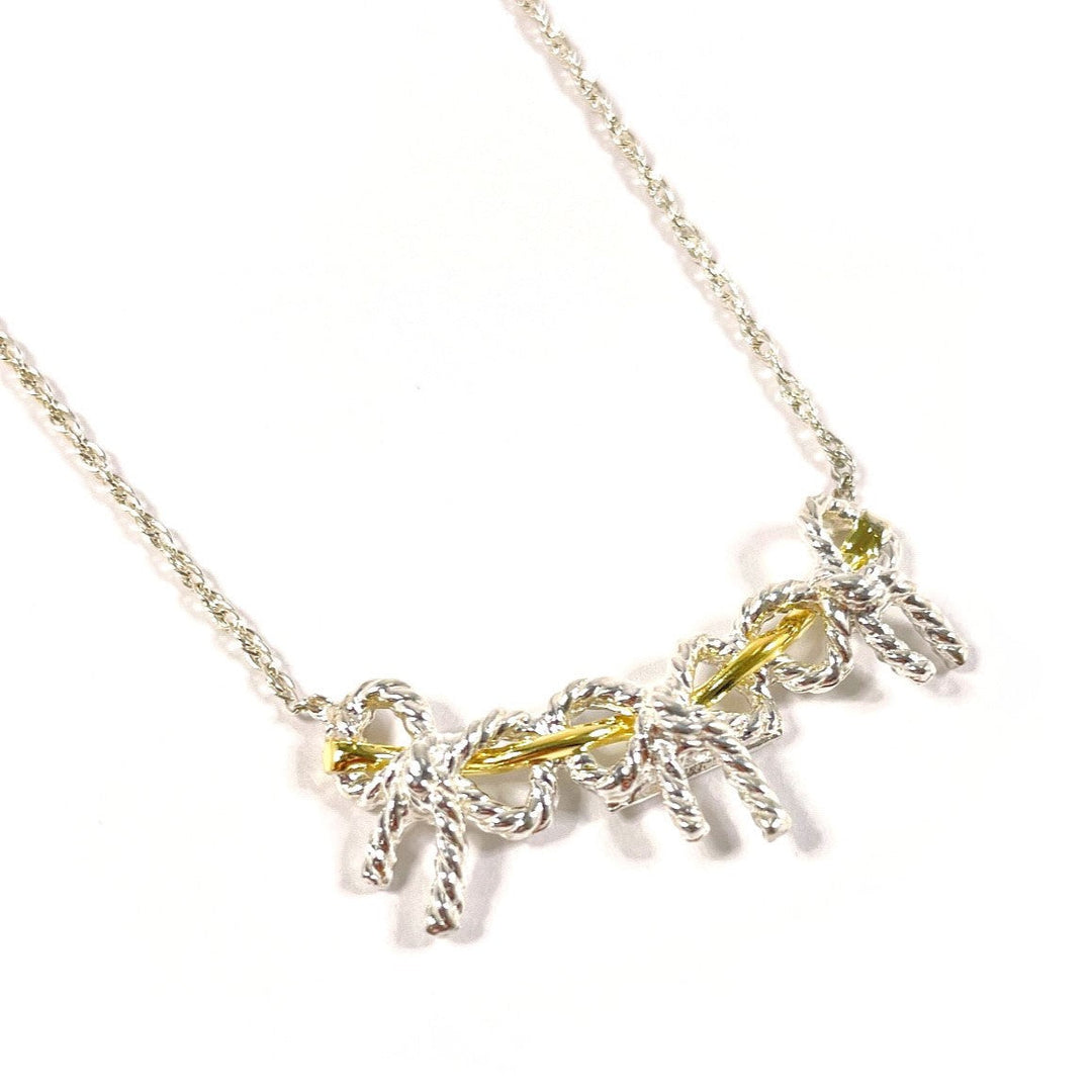 TIFFANY&Co. Necklace Silver925, K18 Yellow Gold Silver Triple ribbon Women Used Authentic