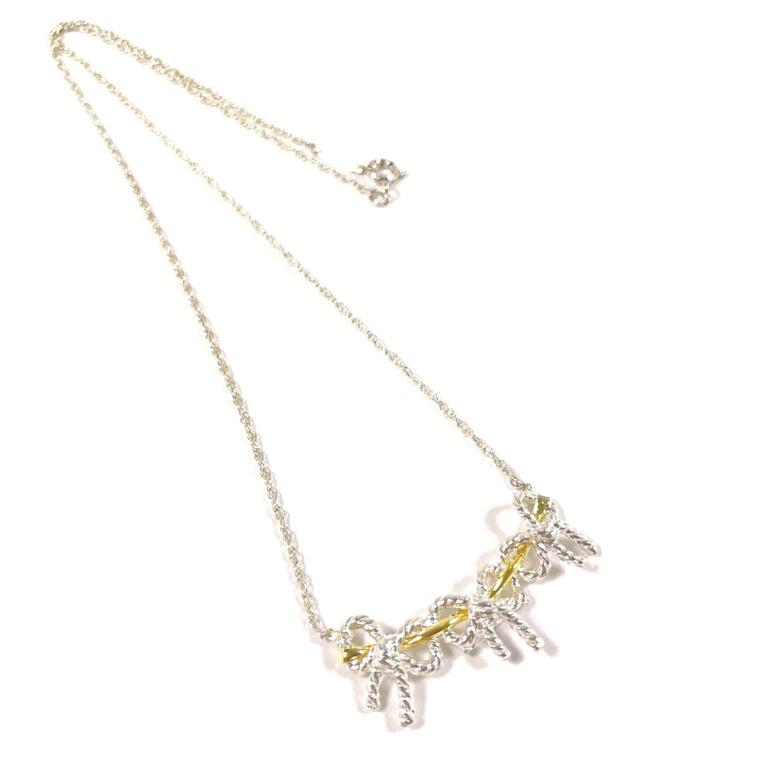 TIFFANY&Co. Necklace Silver925, K18 Yellow Gold Silver Triple ribbon Women Used Authentic