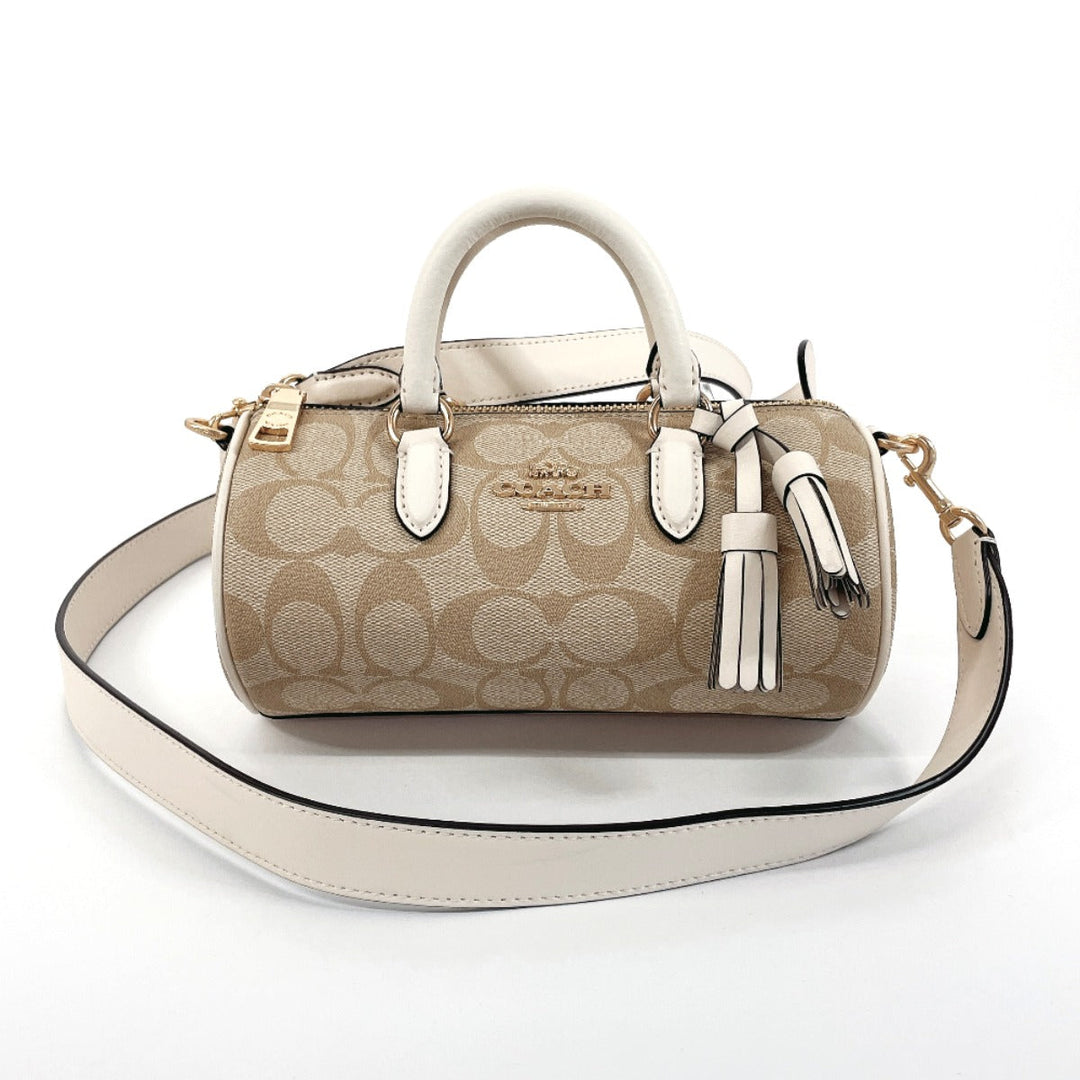 COACH Handbag CK689 PVC, Leather beige 2WAY Lacy Crossbody Signature