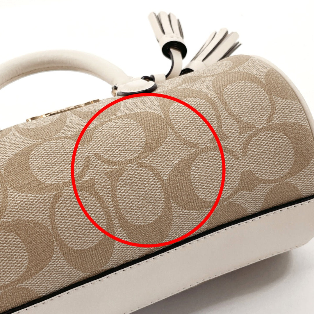 COACH Handbag CK689 PVC, Leather beige 2WAY Lacy Crossbody Signature