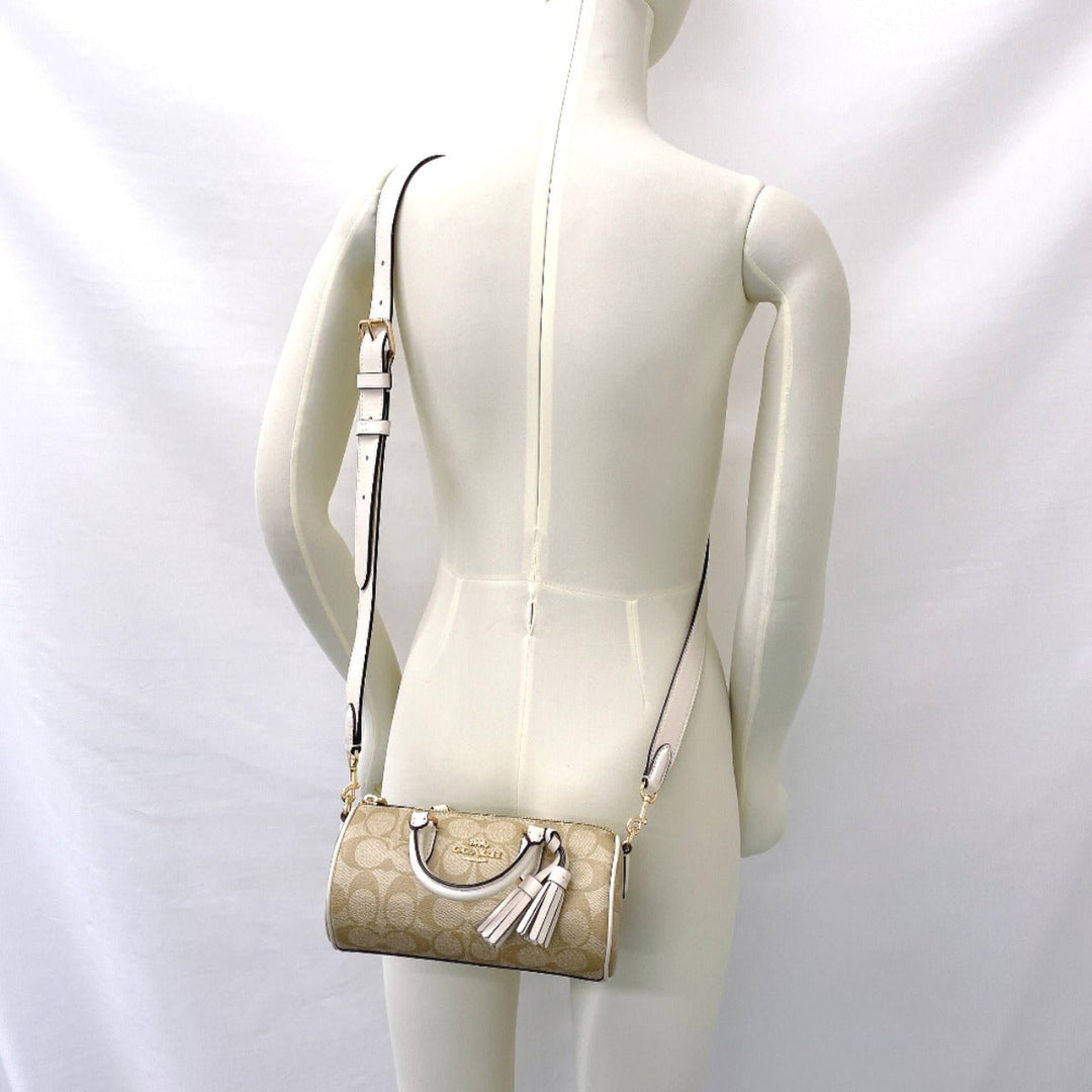 COACH Handbag CK689 PVC, Leather beige 2WAY Lacy Crossbody Signature