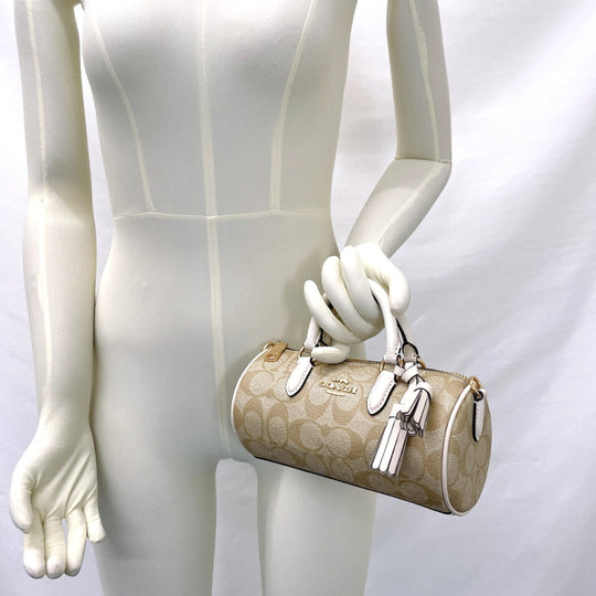 COACH Handbag CK689 PVC, Leather beige 2WAY Lacy Crossbody Signature