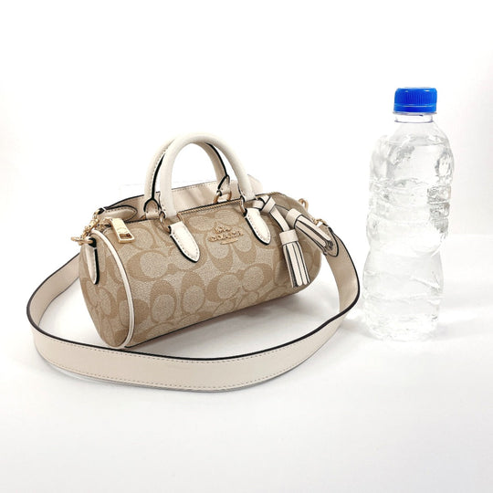 COACH Handbag CK689 PVC, Leather beige 2WAY Lacy Crossbody Signature