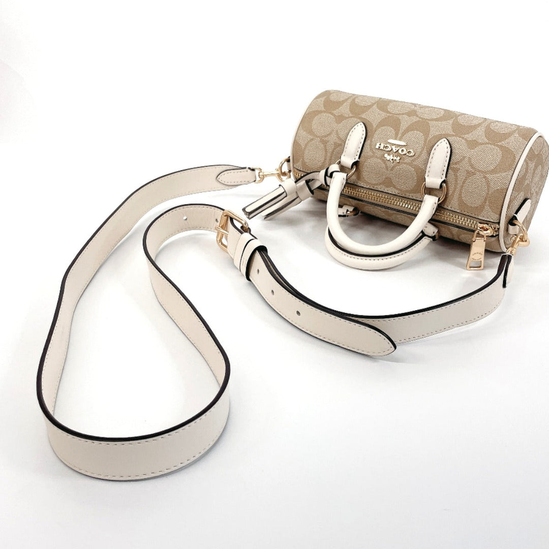 COACH Handbag CK689 PVC, Leather beige 2WAY Lacy Crossbody Signature