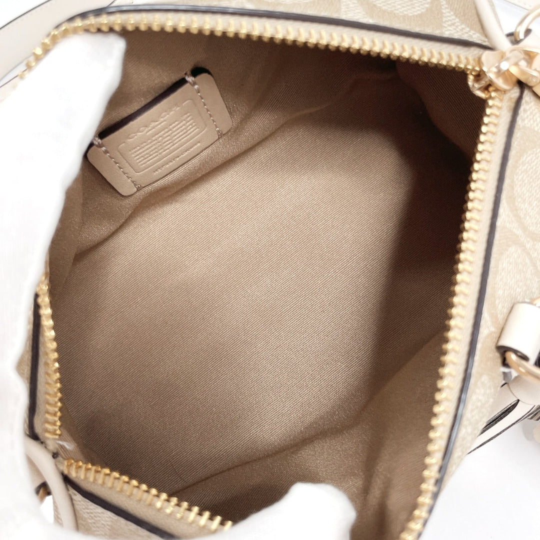 COACH Handbag CK689 PVC, Leather beige 2WAY Lacy Crossbody Signature