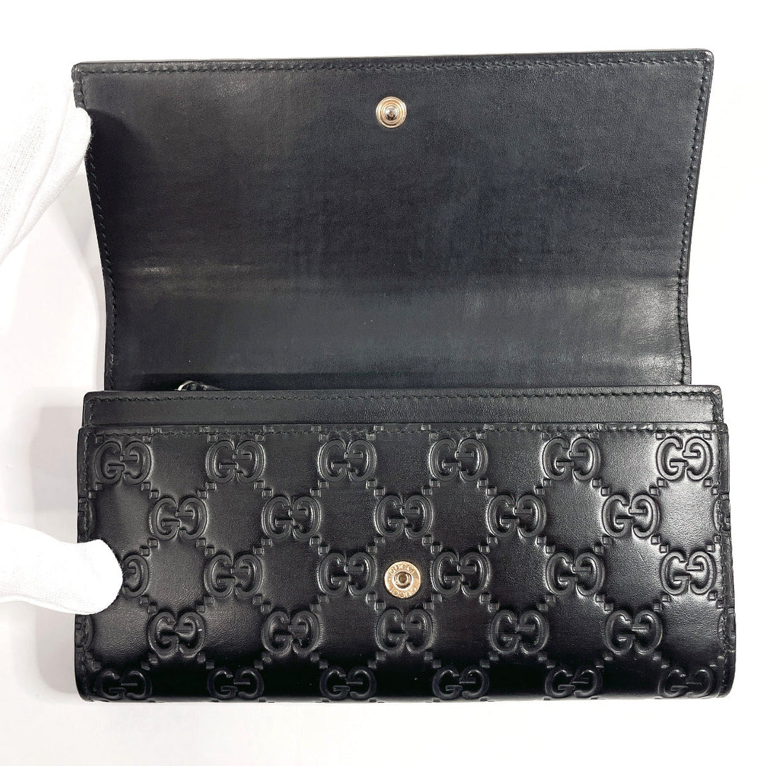 GUCCI Long Wallet Purse 388679 Sima leather black ribbon