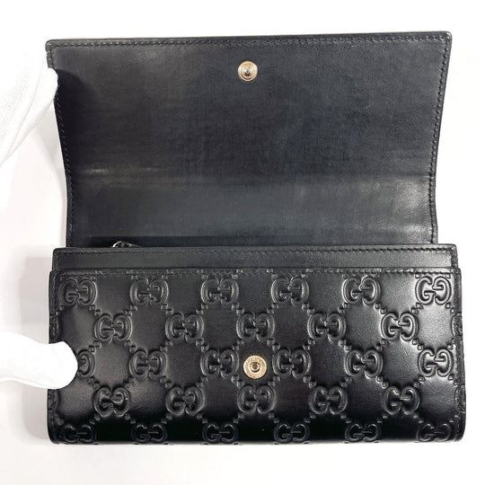 GUCCI Long Wallet Purse 388679 Sima leather black ribbon