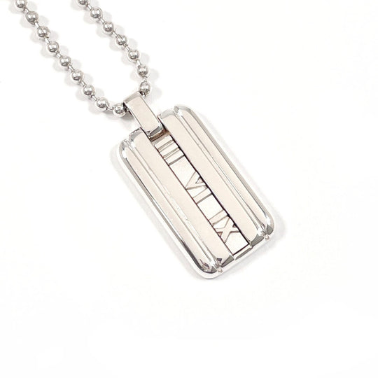 TIFFANY&Co. Necklace Silver925 Silver Ball chain Atlas plate