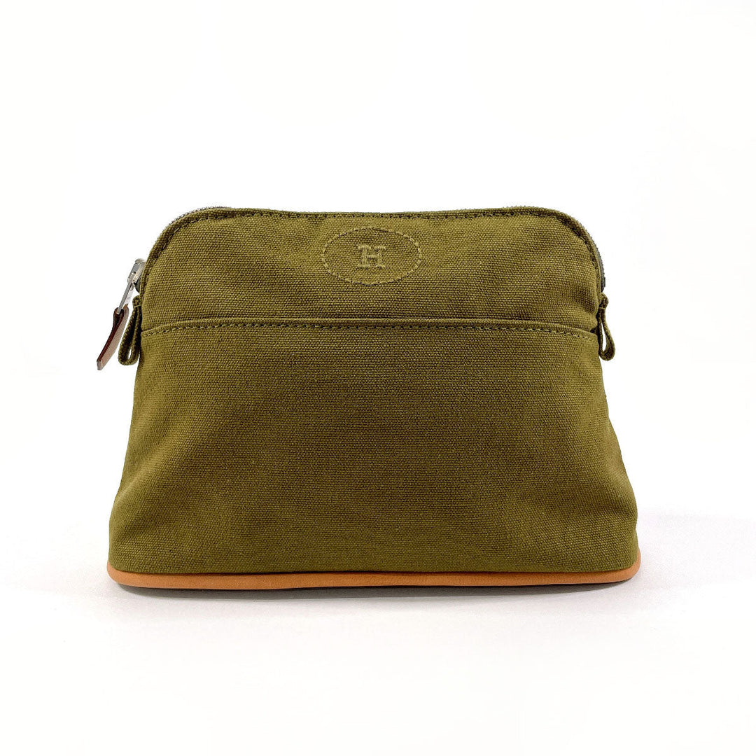 HERMES Pouch Cotton , 100% cotton khaki Bollid pouch mini
